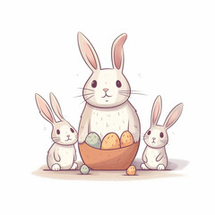 easter bunny with eggs