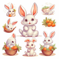 Fototapeta premium easter bunny and eggs