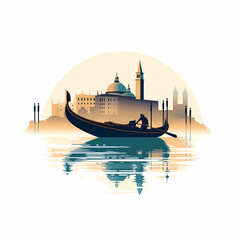 Obraz premium Illustration of the beautiful city of Venice. City of gondoliers, bridges, carnivals and love. Italy