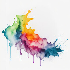 Watercolor Rainbow stain on a white background, splash art 