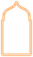 Ramadan islamic frame. Neon arch shape. Muslim door and window. Arabian bright template.