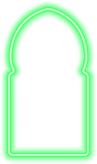 Ramadan islamic frame. Neon arch shape. Muslim door and window. Arabian bright template.