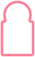 Ramadan islamic frame. Neon arch shape. Muslim door and window. Arabian bright template.