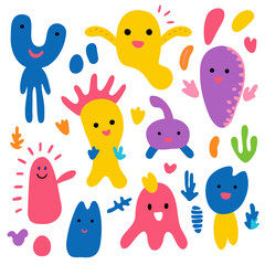 こどもの落書き 色々な顔のベクターイラスト