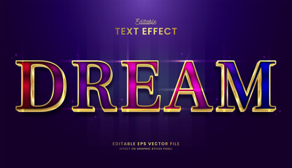decorative colorful dream editable text effect vector design