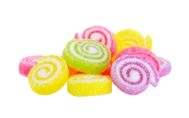 Gordijnen Jelly sweet, flavor fruit, candy dessert colorful on transparent png © sommai