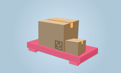 Pile of stacked sealed goods cardboard boxes icon.vector on blue background