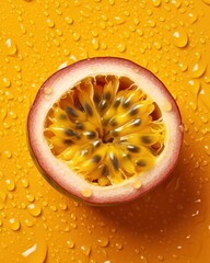 passionfruit on yellow background