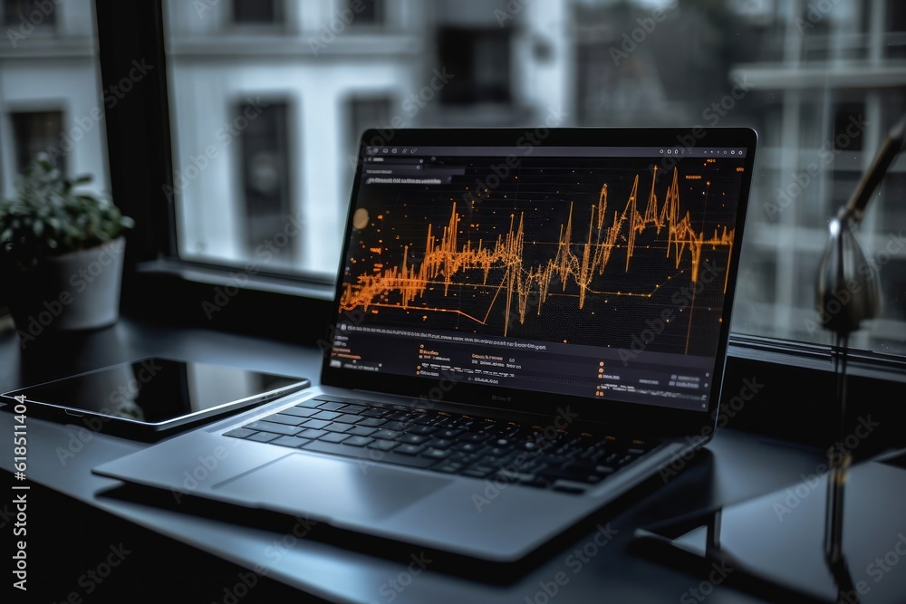 Poster computer finances analytical data background generative ai