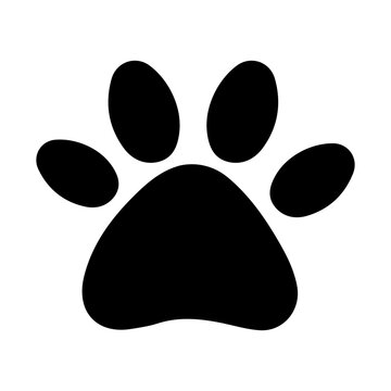 Animal paw illustration, black footprint. Single element, fashion print, sticker, emblem, sublimation