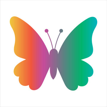 Butterfly vector illustration in rainbow color. Single element, fashion print, sticker, emblem, sublimation