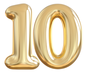 10 Number Gold Balloon