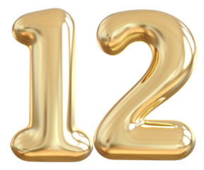 12 Number Gold Balloon