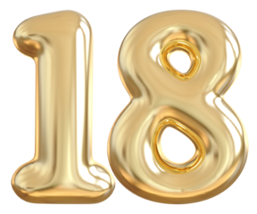 18 Number Gold Balloon