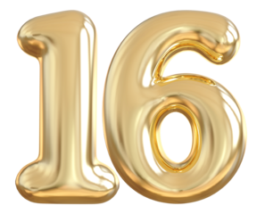 16 Number Gold Balloon