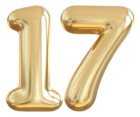 17 Number Gold Balloon