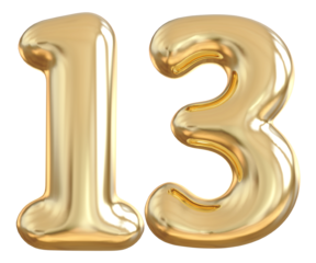 13 Number Gold Balloon