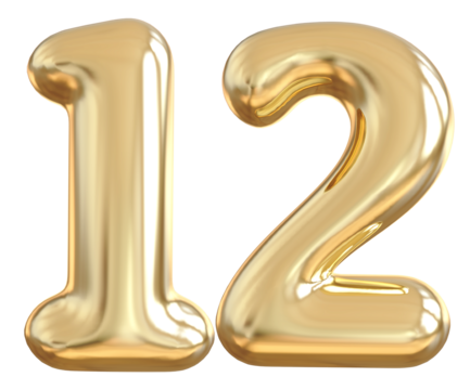 12 Number Gold Balloon