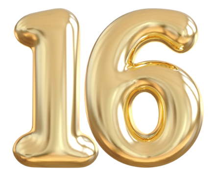 16 Number Gold Balloon