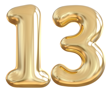 13 Number Gold Balloon