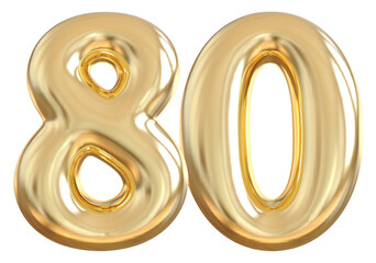 80 Number Gold Balloon