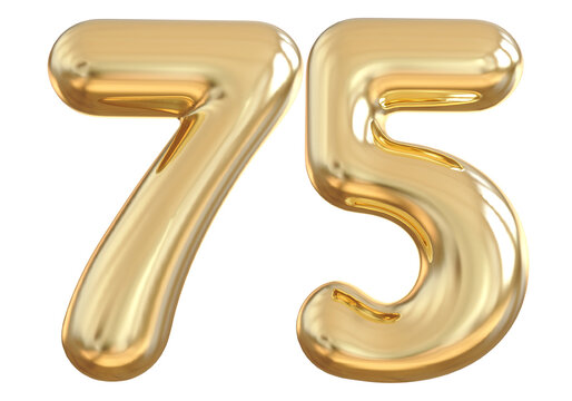 75 Number Gold Balloon
