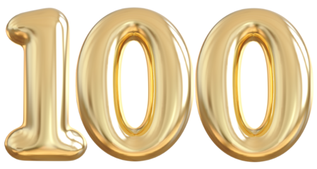 100 Number Gold Balloon