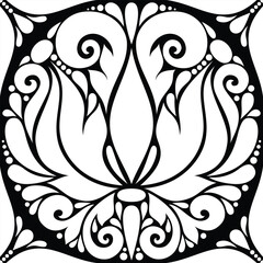 Floral Vintage Seamless Pattern in Paisley Style. Decorative Composition with Natural Motifs. Abstract Ornate Art. Complex Ornament. Vector Contour Illustration