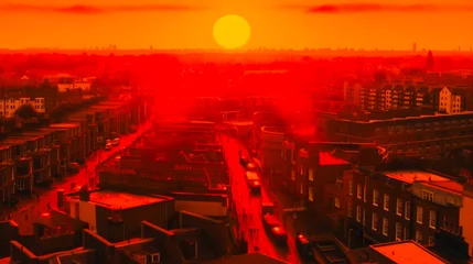 Foto auf Acrylglas Rot  violett extreme heat in London Generative AI
