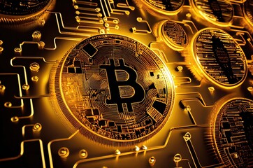 Bitcoin Digital Money Concept Backdrop Generative AI