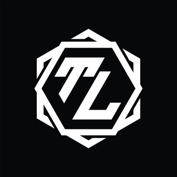 recommend clip art: TL Logo monogram hexagon shape with geometric abstract outline design template