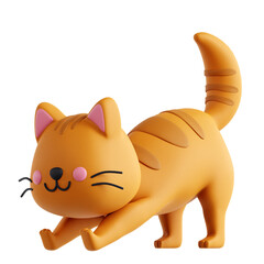 Limber 3D cat icon stretching its body