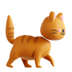 Expressive 3D cat icon with a flicking tail