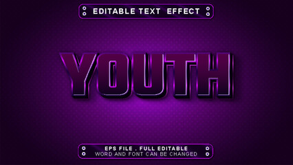 Youth text effect template with 3d style use for logo and business brand