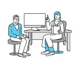 A man is being seen by a doctor in a hospital.