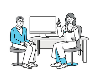 A man is being seen by a doctor in a hospital.