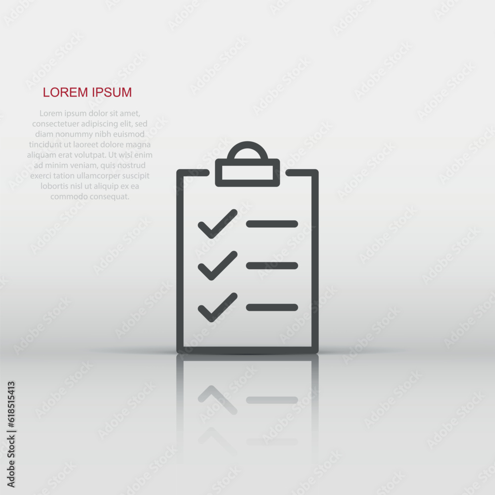 Poster to do list icon in flat style. document checklist vector illustration on white isolated background. 