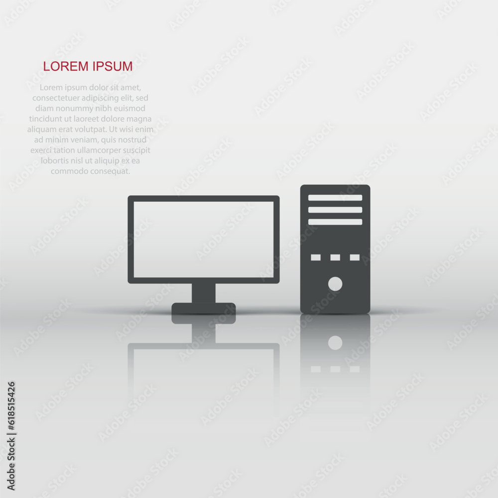 Poster pc computer icon in flat style. desktop vector illustration on white isolated background. device mon