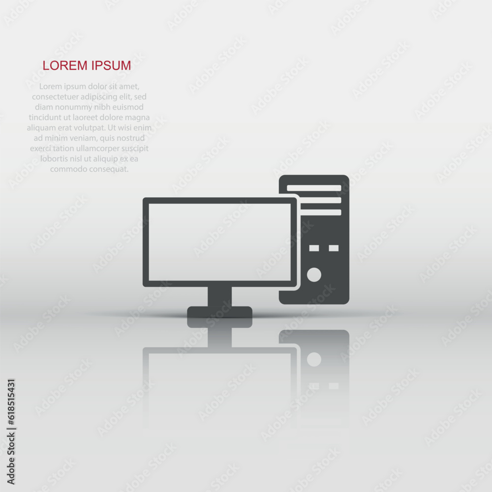 Poster pc computer icon in flat style. desktop vector illustration on white isolated background. device mon
