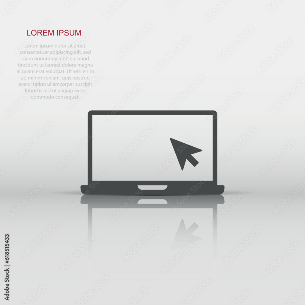 Aufkleber laptop computer icon in flat style. cursor on notebook vector illustration on white isolated backgro