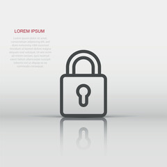 Padlock icon in flat style. Lock vector illustration on white isolated background. Private business concept.