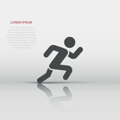 Fototapeta na wymiar Run people icon in flat style. Jump vector illustration on white isolated background. Fitness business concept.