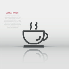Coffee cup icon in flat style. Hot tea vector illustration on white isolated background. Drink mug business concept.