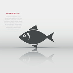 Fish icon in flat style. Seafood vector illustration on white isolated background. Sea animal business concept.