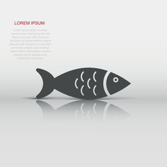 Fish icon in flat style. Seafood vector illustration on white isolated background. Sea animal business concept.