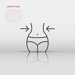 Weight loss icon in flat style. Belly vector illustration on white isolated background. Athletic waist business concept.