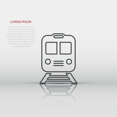 Metro icon in flat style. Train subway vector illustration on white isolated background. Railroad cargo business concept.