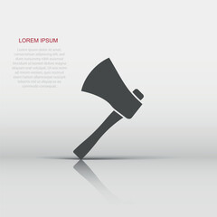 Axe icon in flat style. Lumberjack vector illustration on white isolated background. Blade business concept.