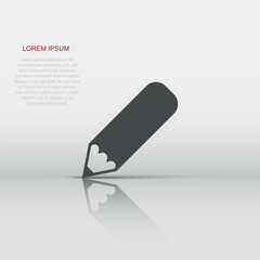 Pencil icon in flat style. Pen vector illustration on white isolated background. Drawing business concept.