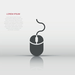 Computer mouse icon in flat style. Cursor vector illustration on white isolated background. Pointer business concept.